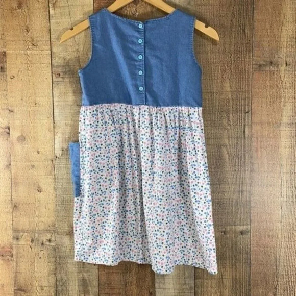 Jelly The Pug Adina Dress Blue Bow Denim‎ Floral A Line - Picture 6 of 7